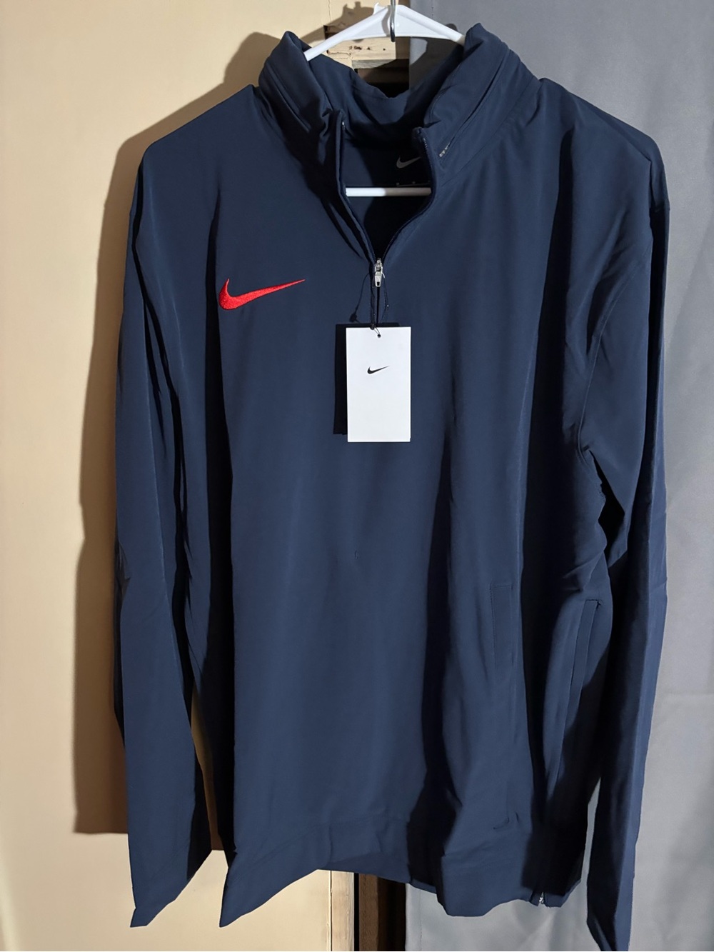 Nike Navy Performance Half-Zip Pullover with Red Swoosh